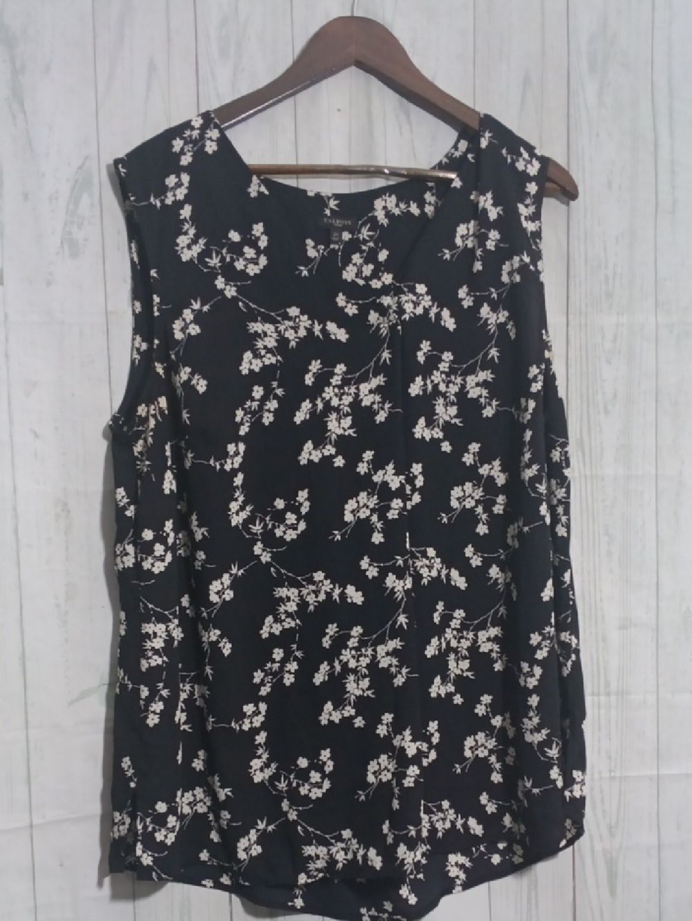 Talbots Floral Blouse Black And White Sz 2X